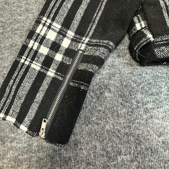 Wet Seal Jacket Womens Large Black White Plaid Wool Blend Zip Front Pockets - Picture 7 of 10